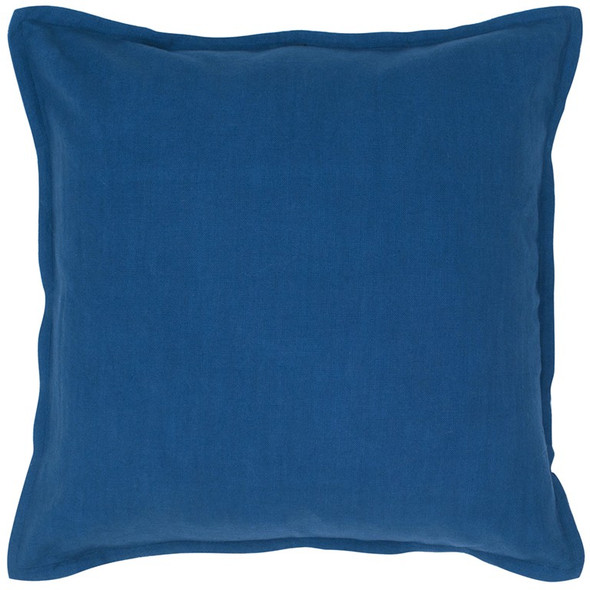 Blue Solid Flange Edged Modern Down Throw Pillow