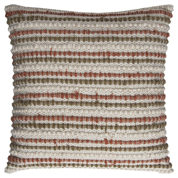 Brown Beige Nubby Texture Bands Throw Pillow
