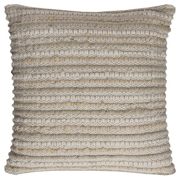 Ivory Beige Nubby Texture Bands Throw Pillow