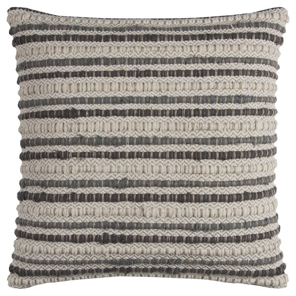 Gray Beige Nubby Texture Bands Throw Pillow