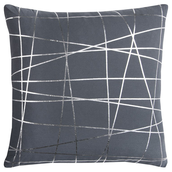 Gray Silver Contemporary Linework Throw Pillow
