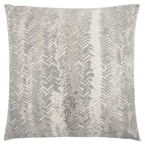 Gray Silver Metallic Tonal Print Throw Pillow