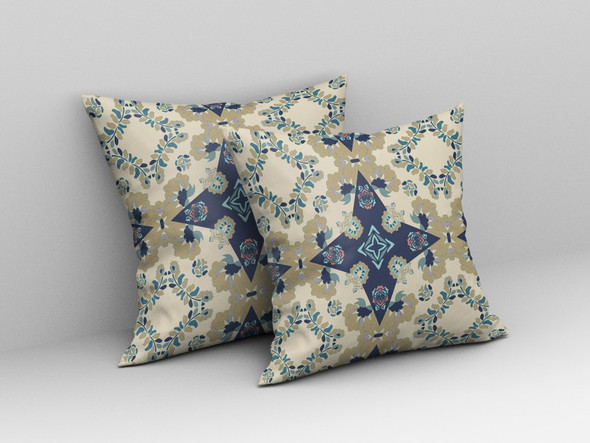 18 Sand Navy Diamond Star Indoor Outdoor Zippered Throw Pillow