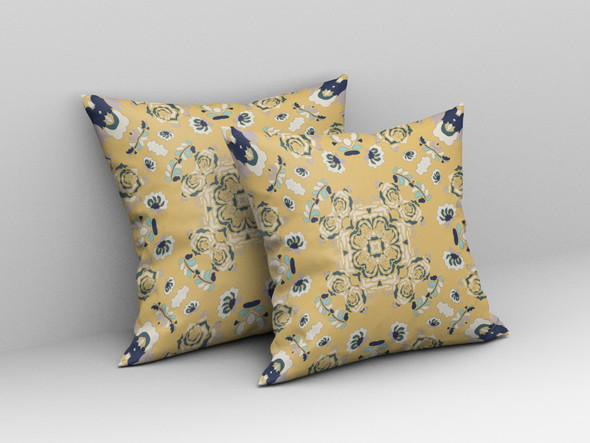 18 Yellow Navy Wreath Indoor Outdoor Zippered Throw Pillow