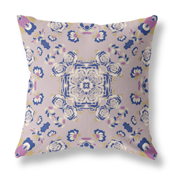 20 Lavender Blue Wreath Indoor Outdoor Zippered Throw Pillow