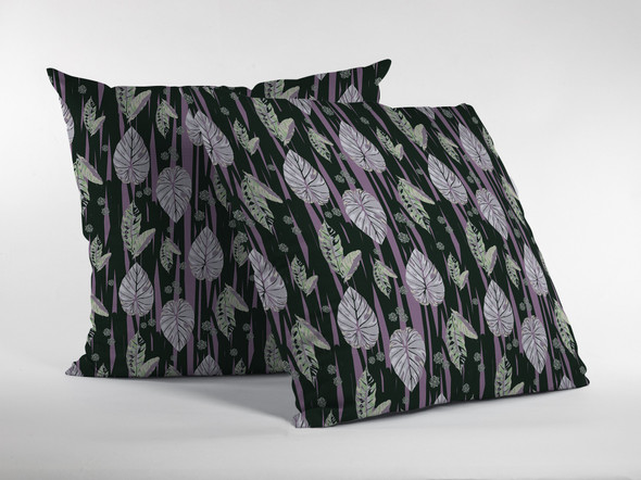 18 Black Purple Fall Leaves Indoor Outdoor Throw Pillow