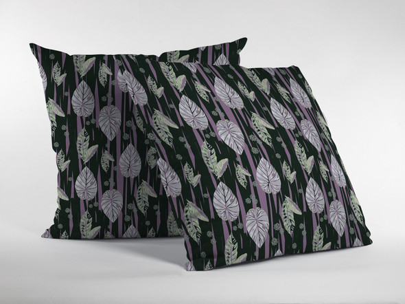 20 Black Purple Fall Leaves Indoor Outdoor Throw Pillow