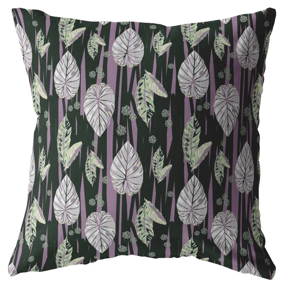 26 Black Purple Fall Leaves Indoor Outdoor Throw Pillow