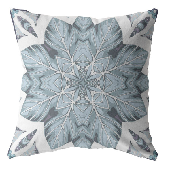 20" Blue Floral Forest Indoor Outdoor Throw Pillow