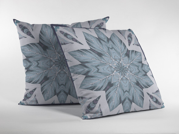 20" Blue Floral Forest Indoor Outdoor Throw Pillow