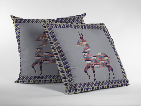 18" Purple Cream Boho Deer Suede Throw Pillow