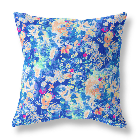 20" Bright Blue Springtime Indoor Outdoor Throw Pillow