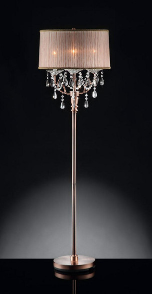 Silver and Pink Faux Crystal Chandelier Floor Lamp
