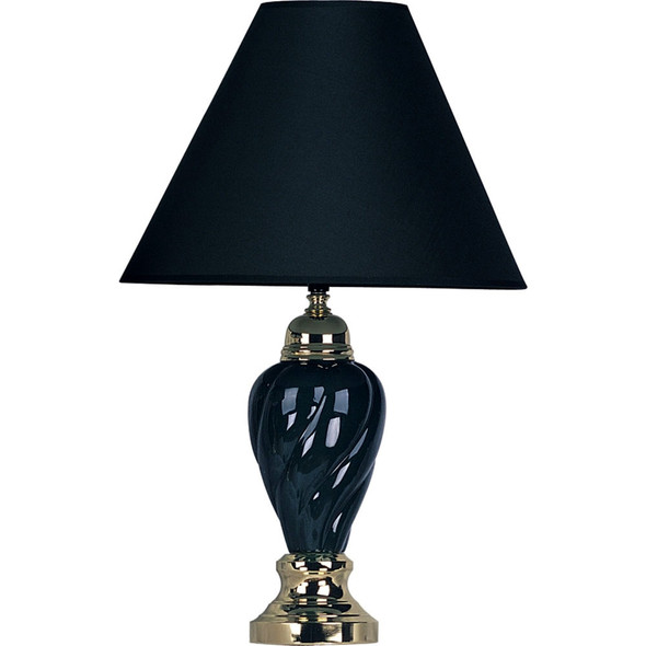 Gold and Navy Blue Table Lamp with Navy Blue Shade