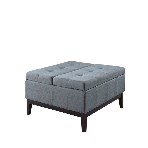 36 Slate Blue and Black Ottoman with Hidden Storage