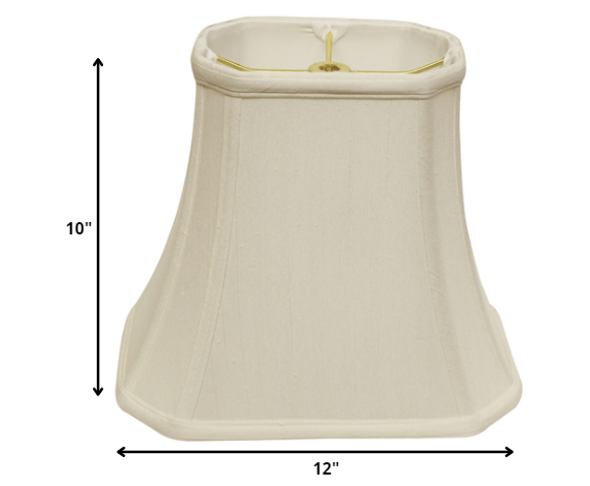 12" White Slanted Rectange Bell Monay Shantung Lampshade