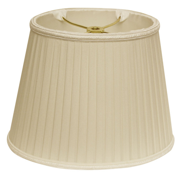 14" Ivory Oval Side Pleat Paperback Shantung Lampshade
