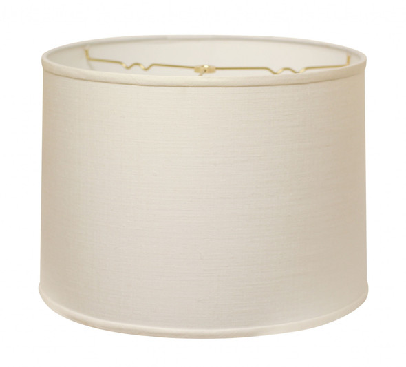 13" White Throwback Drum Linen Lampshade