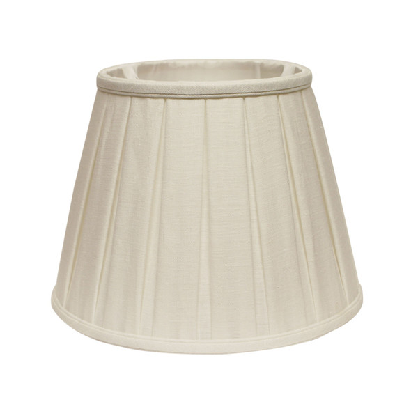 14" White Slanted Paperback Linen Lampshade with Box Pleat