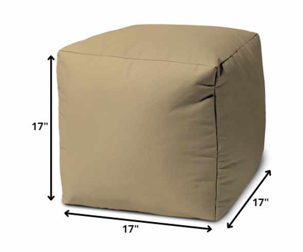 17  Cool Khaki Tan Solid Color Indoor Outdoor Pouf Ottoman