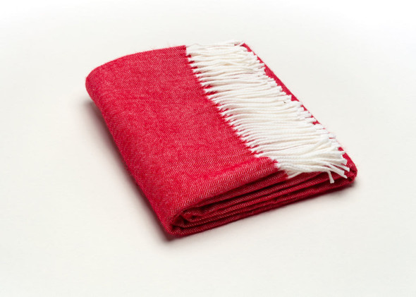 Scarlet Red Soft Acrylic Herringbone Throw Blanket
