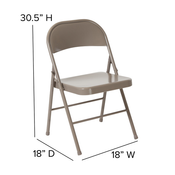 2 Pack HERCULES Series Double Braced Gray Metal Folding Chair