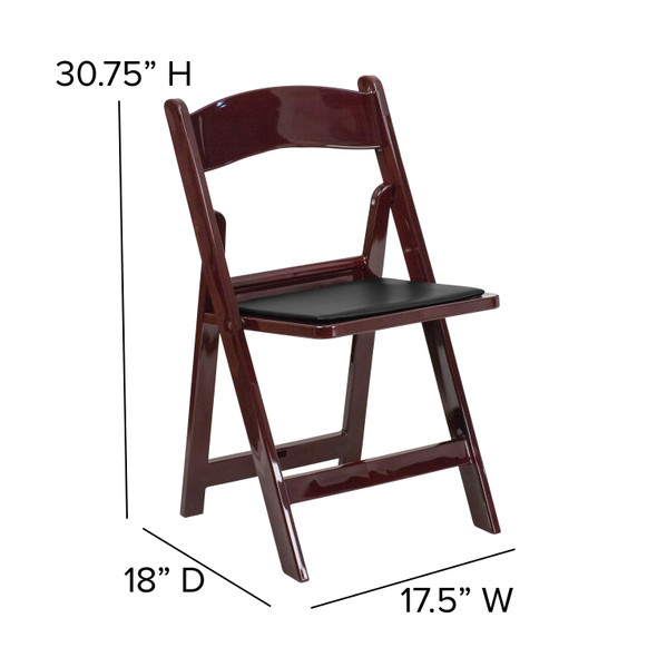 Hercules Folding Chair - Red Mahogany Resin - 2 Pack 1000LB Weight Capacity Comfortable Event Chair - Light Weight Folding Chair