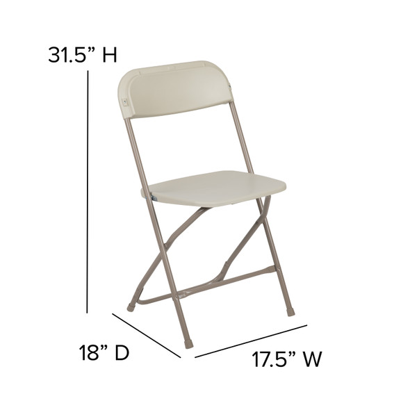 Hercules Series Plastic Folding Chair - Beige - 2 Pack 650LB Weight Capacity Comfortable Event Chair-Lightweight Folding Chair