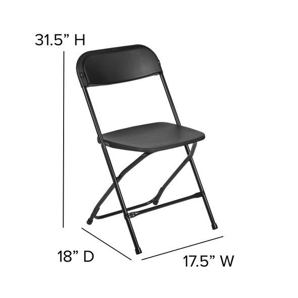 Hercules Series Plastic Folding Chair - Black - 2 Pack 650LB Weight Capacity Comfortable Event Chair-Lightweight Folding Chair