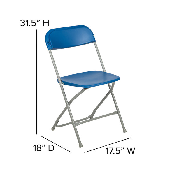 Hercules Series Plastic Folding Chair - Blue - 2 Pack 650LB Weight Capacity Comfortable Event Chair-Lightweight Folding Chair