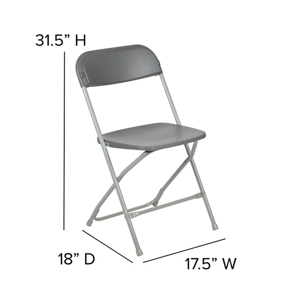 Hercules Series Plastic Folding Chair - Grey - 2 Pack 650LB Weight Capacity Comfortable Event Chair-Lightweight Folding Chair