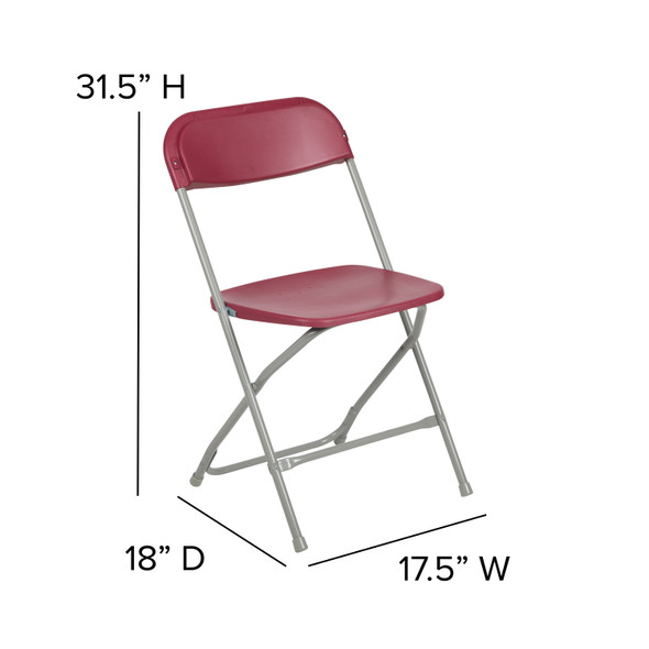 Hercules Series Plastic Folding Chair - Red - 2 Pack 650LB Weight Capacity Comfortable Event Chair - Lightweight Folding Chair