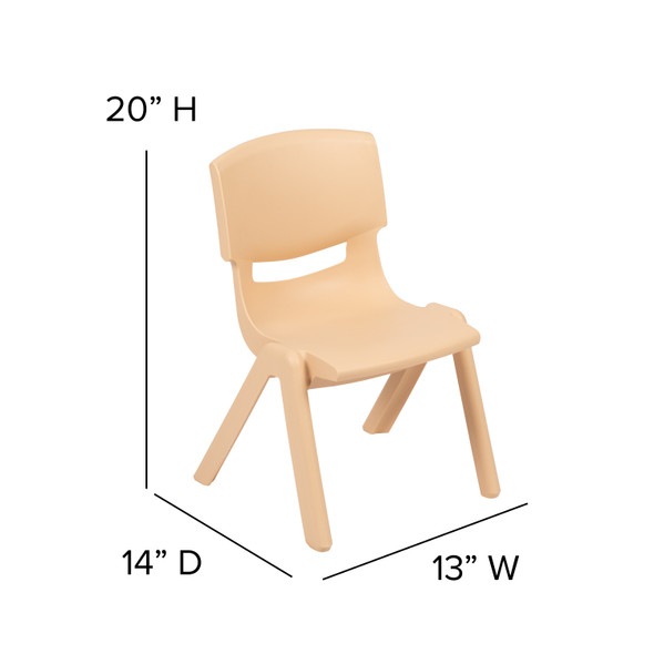 Whitney 2 Pack Natural Plastic Stackable School Chair with 10.5" Seat Height