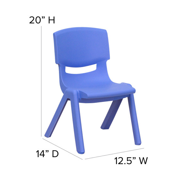 Whitney 4 Pack Blue Plastic Stackable School Chair with 10.5'' Seat Height