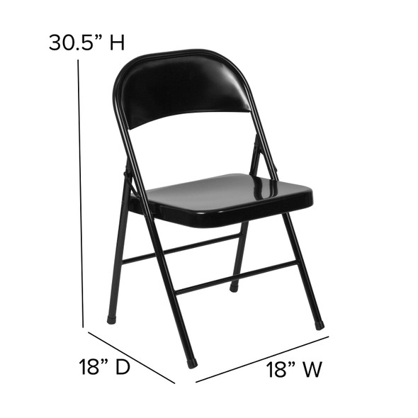 HERCULES Series Double Braced Black Metal Folding Chair