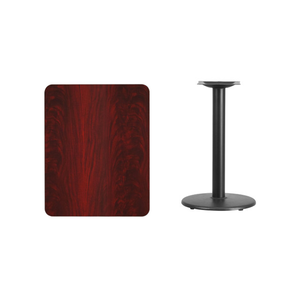 Graniss 24'' x 30'' Rectangular Mahogany Laminate Table Top with 18'' Round Table Height Base