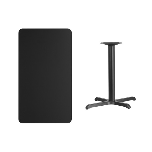 Stiles 24'' x 42'' Rectangular Black Laminate Table Top with 23.5'' x 29.5'' Table Height Base