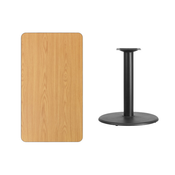 Graniss 24'' x 42'' Rectangular Natural Laminate Table Top with 24'' Round Table Height Base