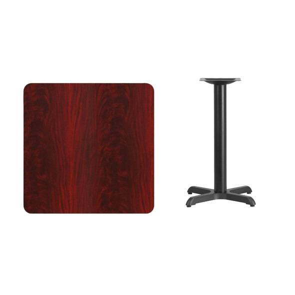 Graniss 30'' Square Mahogany Laminate Table Top with 22'' x 22'' Table Height Base