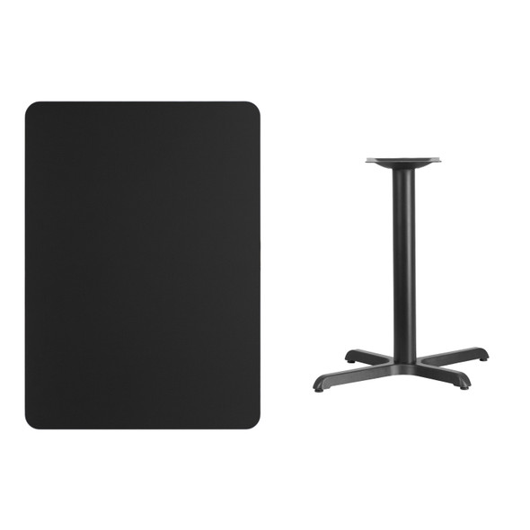 Stiles 30'' x 42'' Rectangular Black Laminate Table Top with 23.5'' x 29.5'' Table Height Base
