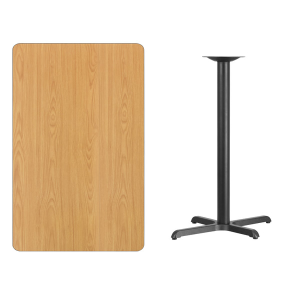 Stiles 30'' x 48'' Rectangular Natural Laminate Table Top with 23.5'' x 29.5'' Bar Height Table Base
