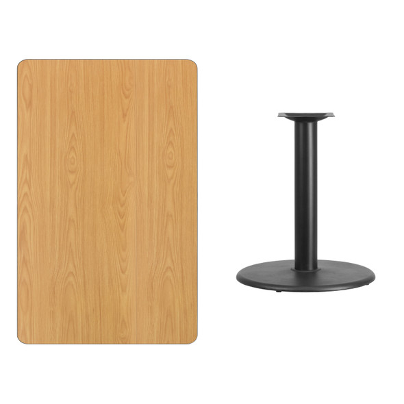 Graniss 30'' x 48'' Rectangular Natural Laminate Table Top with 24'' Round Table Height Base