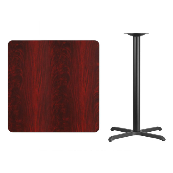 Stiles 36'' Square Mahogany Laminate Table Top with 30'' x 30'' Bar Height Table Base