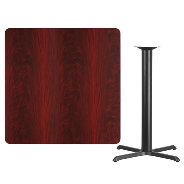 Stiles 42'' Square Mahogany Laminate Table Top with 33'' x 33'' Bar Height Table Base