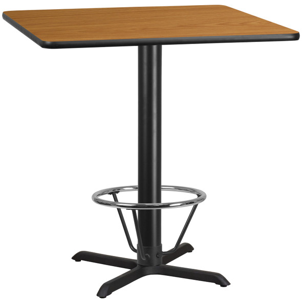 Stiles 42'' Square Natural Laminate Table Top with 33'' x 33'' Bar Height Table Base and Foot Ring