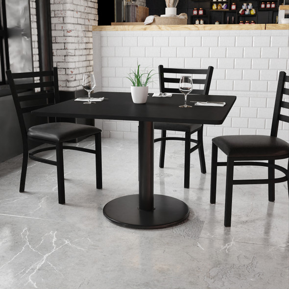 Stiles 42'' Square Black Laminate Table Top with 24'' Round Table Height Base