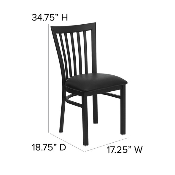 HERCULES Series Black School House Back Metal Restaurant Chair - Black Vinyl Seat