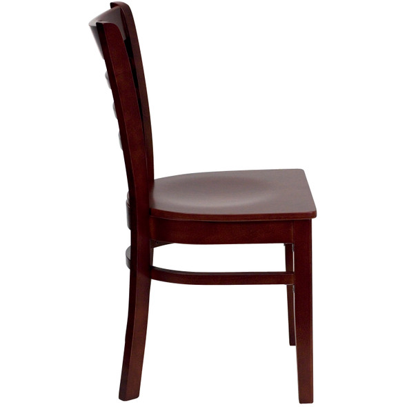 HERCULES Series Ladder Back Mahogany Wood Restaurant Chair