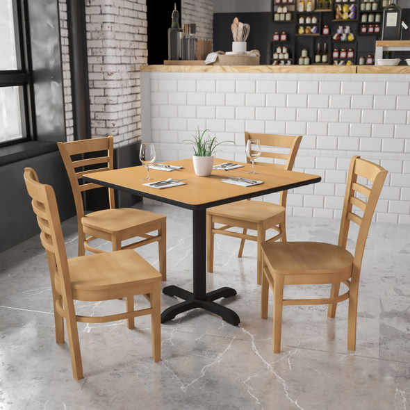 HERCULES Series Ladder Back Natural Wood Restaurant Chair