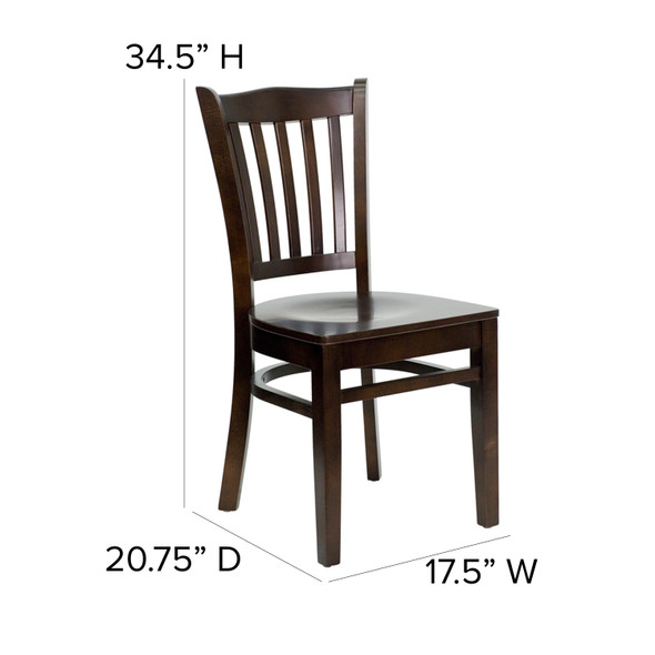 HERCULES Series Vertical Slat Back Walnut Wood Restaurant Chair